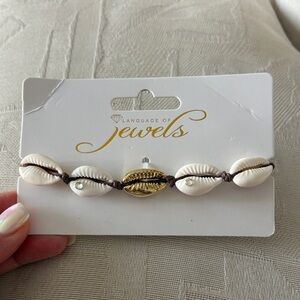 NWT Gold and Cream SHELL wrist / ankle Bracelet adjustable summer beach